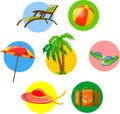 Set of summer activity stickers vector