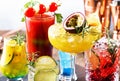 Set of summer alcoholic cocktails, popular bright refreshing alcohol drinks and beverages Royalty Free Stock Photo