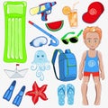 Set of summer beach accessories for boy Royalty Free Stock Photo