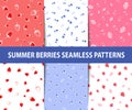 Set of summer berries seamless patterns