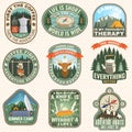 Set of Summer camp badges, patches. Vector illustration. Concept for shirt or logo, print, stamp, patch or tee. Design Royalty Free Stock Photo