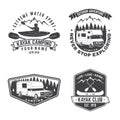 Set of Summer camp, canoe and kayak club badge. Vector. Concept for shirt or logo, print, stamp, patch. Vintage Royalty Free Stock Photo