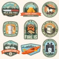 Set of Summer camp patches. Vector illustration. Concept for shirt or logo, print, stamp, badges or tee. Design with Royalty Free Stock Photo