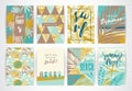 Set of summer cards with hand-drawing elements.