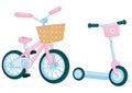 A set of summer children`s modes of transport