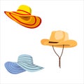 Set of summer hats, men`s and women`s hats, vector isolated on white background Royalty Free Stock Photo