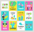 Set of Summer holiday cards. Hand drawn beautiful posters. Royalty Free Stock Photo