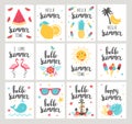 Set of Summer holiday cards. Hand drawn beautiful posters. Royalty Free Stock Photo