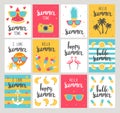 Set of Summer holiday cards. Hand drawn beautiful posters. Royalty Free Stock Photo