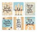 Set of summer holidays and tropical vacation posters or greeting card