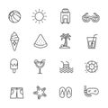 Set of summer icons in line style Royalty Free Stock Photo