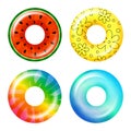 A set of summer inflatable rings. Realistic multicolored swimming rings isolated on a transparent background. Summer Royalty Free Stock Photo