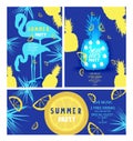 Set of summer party banners. Flat design.