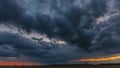 Set. Summer Rainy Sunset Evening Above Countryside Rural Wheat Field Landscape. Scenic Dramatic Sky With Rain Clouds On Royalty Free Stock Photo