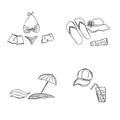 Set, summer, rest, icons, combination, Traveling, tourism