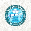 Set of summer sailing camp badge. Vector. Concept for shirt, print or tee. Vintage typography design with black sea