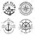 Set of summer sailing camp badge. Vector. Concept for shirt, stamp or tee. Vintage typography design with black sea