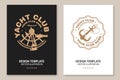 Set of summer sailing camp badge. Vector illustration Flyer, brochure, banner, poster design with sea anchors, hand