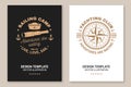 Set of summer sailing camp template. Vector illustration Flyer, brochure, banner, poster design with man in sailboats