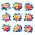 Set of summer sale banner shopping 3d style