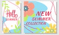 Set summer sale banners. Summer flowers and abstract shape. Design for social network, advertising