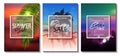 Set of summer sale template banner. Tropical backgrounds set with palms, sky and sunset. Wallpaper,flyers, invitation, posters, br Royalty Free Stock Photo