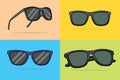 Set of Summer Shiny Sun Glasses vector illustration.