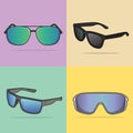 Set of Summer Shiny Sun Glasses vector illustration. Summer glasses object icon concept