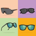 Set of Summer Shiny Sun Glasses vector illustration
