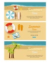 Set Summer Time Web banners Vacation and Tourism Royalty Free Stock Photo