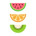 Set of summer, tropical fruit vector icons Royalty Free Stock Photo