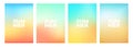Set of summertime blurred backgrounds. Summer theme color gradients for creative seasonal graphic design. Royalty Free Stock Photo