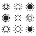 Set of sun icons, isolated vector Royalty Free Stock Photo