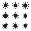 Set of sun icons, isolated vector Royalty Free Stock Photo