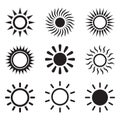 Set of sun icons, isolated vector Royalty Free Stock Photo