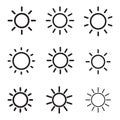 Set of sun icons, isolated vector Royalty Free Stock Photo