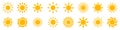 Set sun icons sign solar isolated icon sunshine sunset collection summer sunlight Ã¢â¬â vector