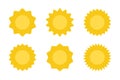 Set sun icons. Yellow sun star icons collection Royalty Free Stock Photo