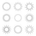 Set of sun rays starburst background. Sunburst icons set for summer element