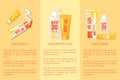 Set of Sun Safety, Protection, Sunscreen Posters