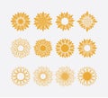 set of sun symbol or sunflower vector logo design concept isolated on white background Royalty Free Stock Photo