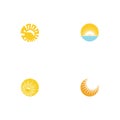 Set Sun Vector illustration Icon Logo Template Royalty Free Stock Photo