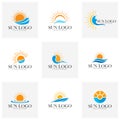 Set of Sun with water logo design vector template, Icon symbol, Illustration Royalty Free Stock Photo