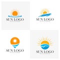 Set of Sun with water logo design vector template, Icon symbol, Illustration Royalty Free Stock Photo