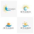 Set of Sun with water logo design vector template, Icon symbol, Illustration Royalty Free Stock Photo