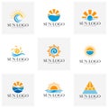 Set of Sun with water logo design vector template, Icon symbol, Illustration Royalty Free Stock Photo