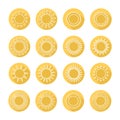 Set of sun web icons,symbol,sign in flat style. Royalty Free Stock Photo