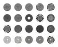 Set of sunburst element. Radial stripes. Collection of ray. Vector design element. Royalty Free Stock Photo