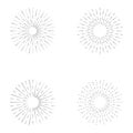 Set of sunburst line icon isolated, collection of summer web banner, retro circle design, vector illustration Royalty Free Stock Photo