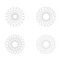 Set of sunburst line icon isolated  collection of summer web banner  retro circle design  vector illustration Royalty Free Stock Photo